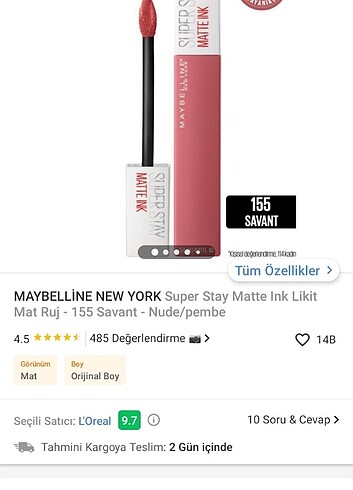 Maybelline SuperStay 155 No Mat Ruj
