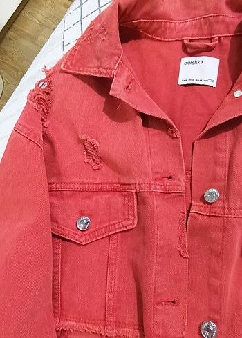 Bershka Düğmeli turuncumsu Kadın Jean Ceket
