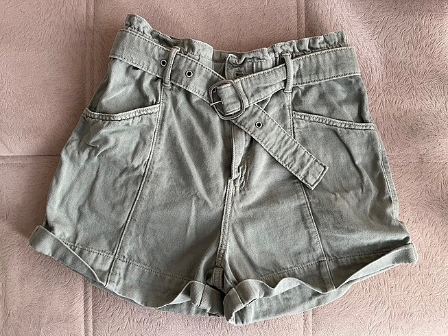 mango su yeşili denim şort