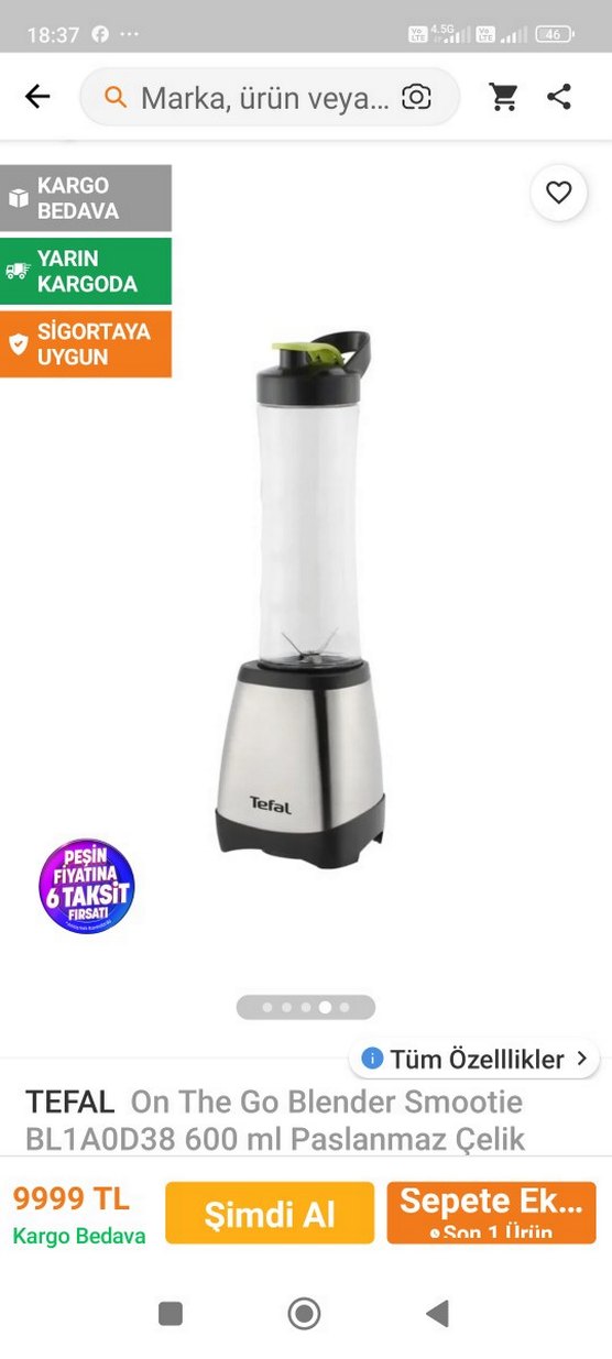 Tefal Kişisel Blender 0.6L Gri-Beyaz - Görsel 3