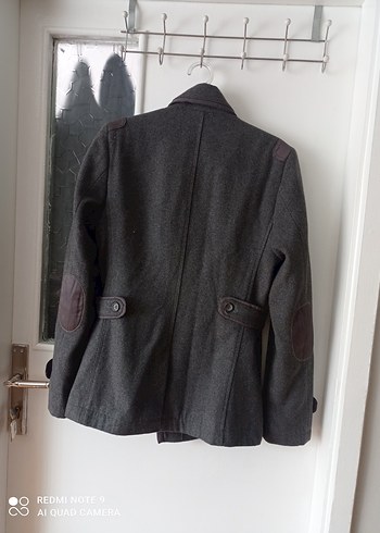 Gri Düğmeli Yün Erkek Kaban - Görsel 2