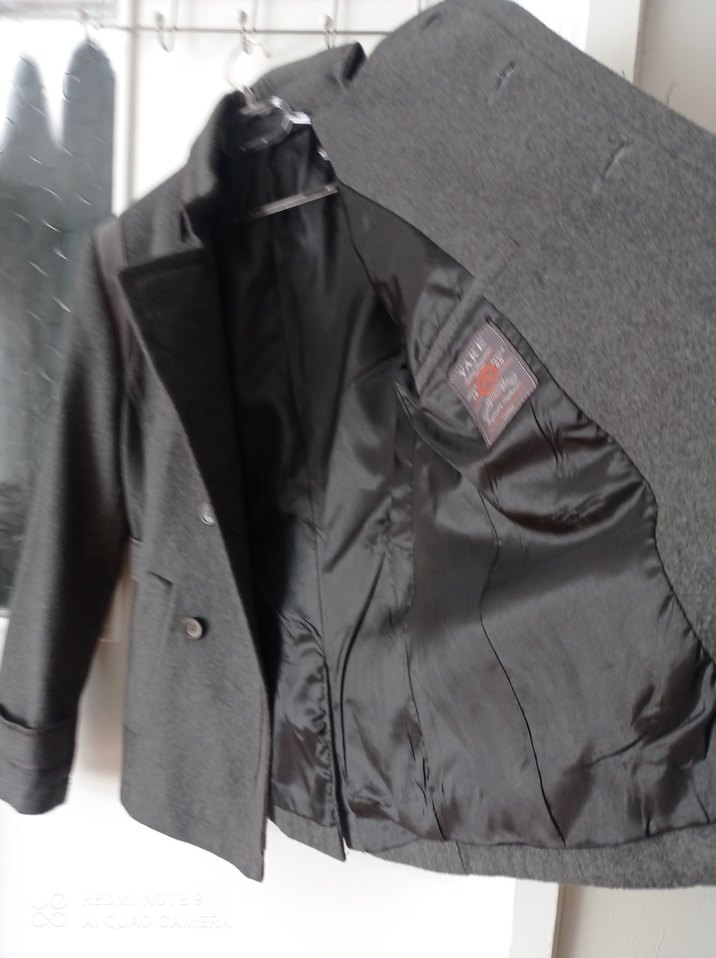 Gri Düğmeli Yün Erkek Kaban - Görsel 4