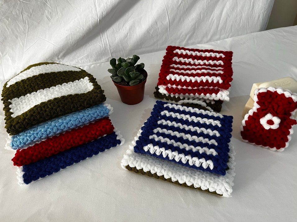 Renkli Örgü Banyo Süngeri sıfır yeni yapıldı. - Görsel 4