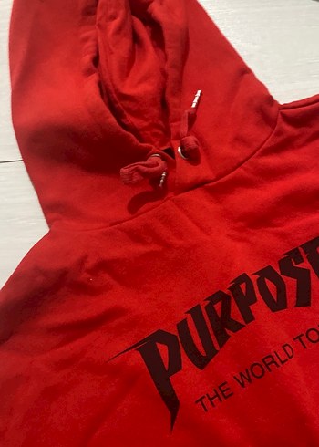 Kırmızı Kapüşonlu Baskılı Sweatshirt - Görsel 2