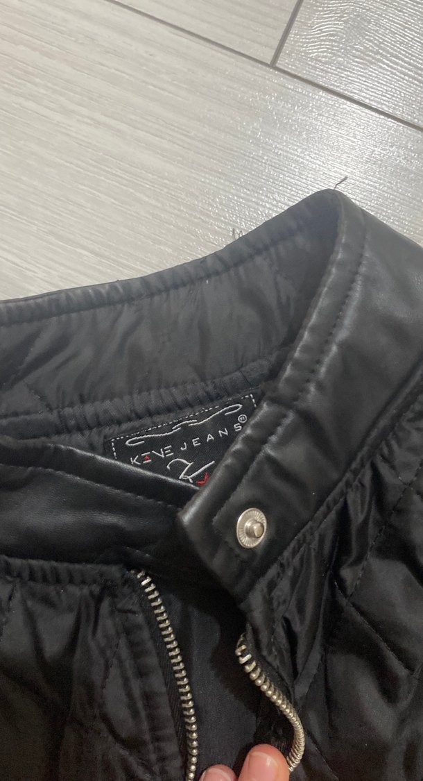 Siyah Deri Kadın Biker Ceket - Görsel 2