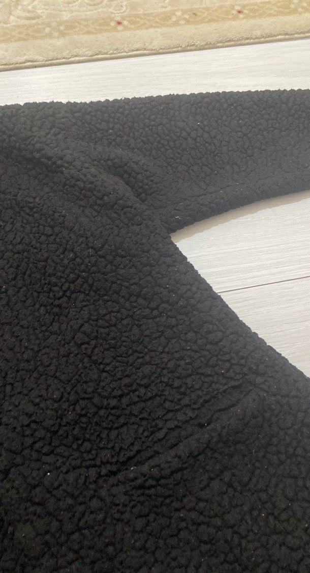 Siyah Kadın Midi Boy Peluş Kaban - Görsel 4