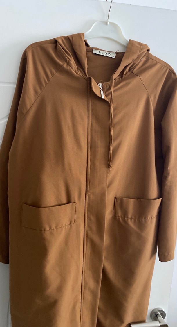 Bej Midi fermuarlı trençkot - Görsel 3