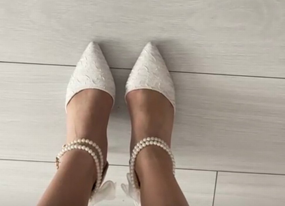 İnci Detaylı Beyaz Stiletto Gelin Ayakkabısı - Görsel 2