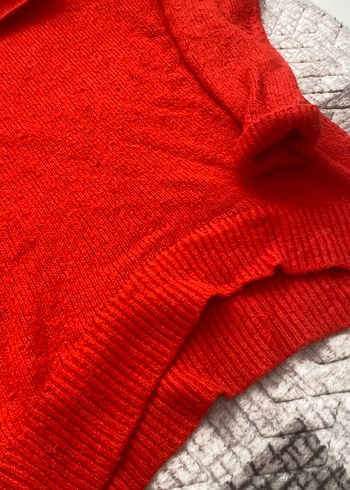 Kırmızı balıkçı yaka Kadın Triko Kazak - Görsel 5