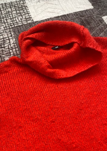 Kırmızı balıkçı yaka Kadın Triko Kazak - Görsel 4