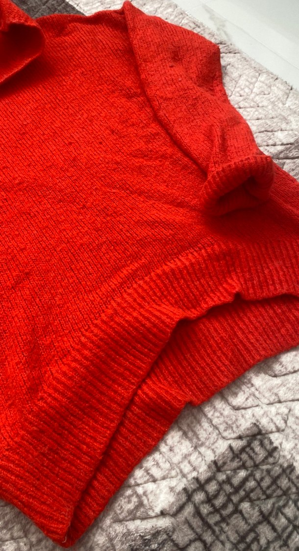 Kırmızı balıkçı yaka Kadın Triko Kazak - Görsel 5