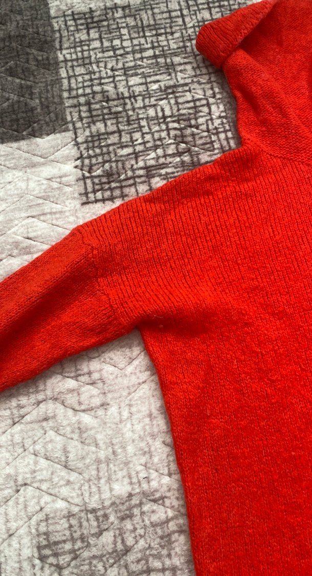 Kırmızı balıkçı yaka Kadın Triko Kazak - Görsel 2