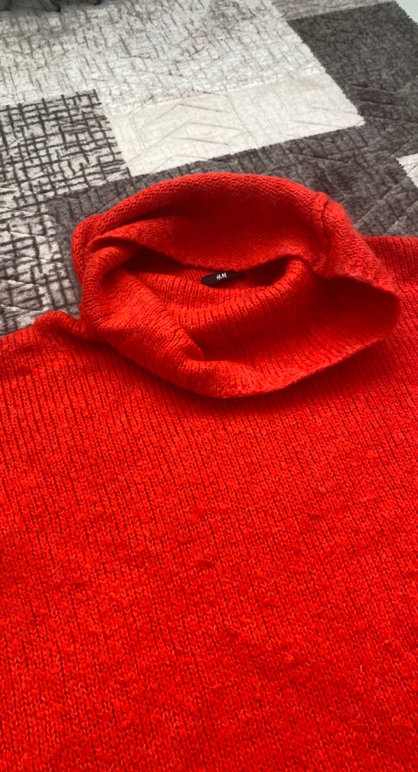 Kırmızı balıkçı yaka Kadın Triko Kazak - Görsel 4