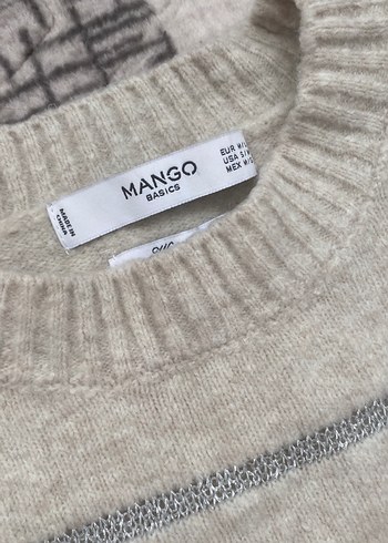 Bej Çizgili Kadın Triko Kazak - Görsel 3