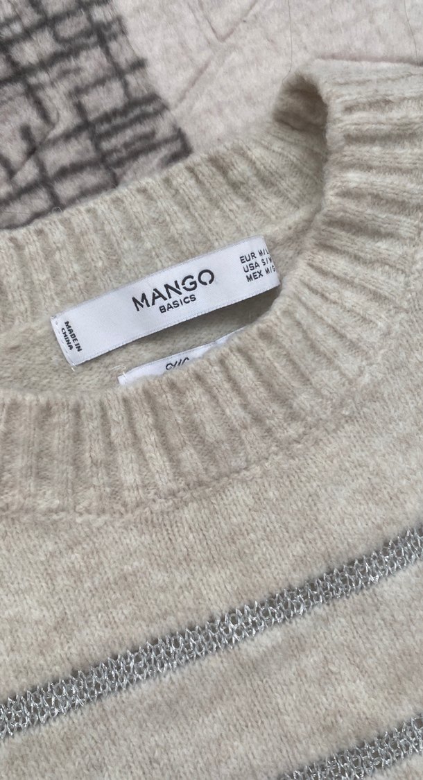 Bej Çizgili Kadın Triko Kazak - Görsel 3