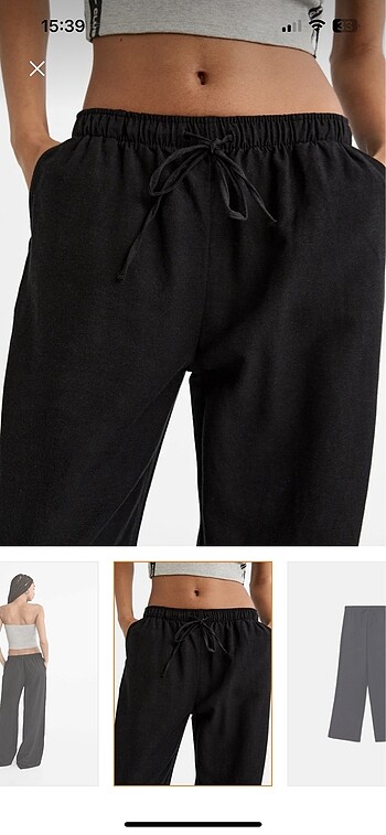 Stradivarius Stradivarius siyah keten pantolon