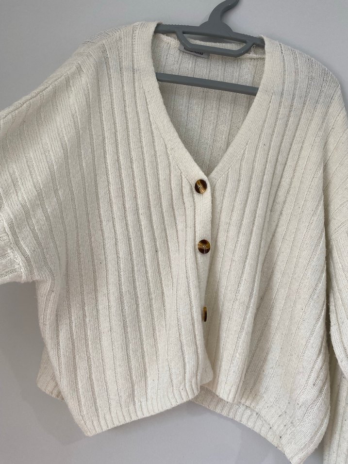 Kadın Beyaz Yün Uzun Kollu Yüksek Yaka Kazak - Görsel 5