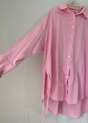 Pembe Düğmeli Kadın K Gömlek - Görsel 2