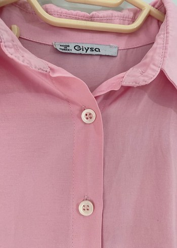 Pembe Düğmeli Kadın K Gömlek - Görsel 3