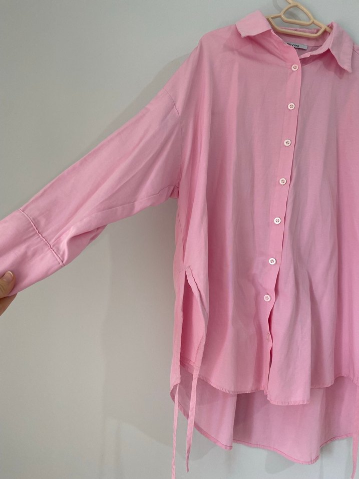 Pembe Düğmeli Kadın K Gömlek - Görsel 2