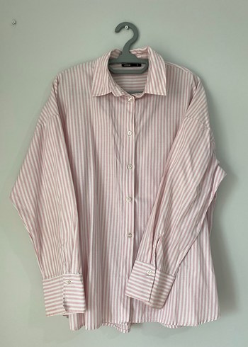 Pembe Çizgili Kadın Gömlek - Görsel 4
