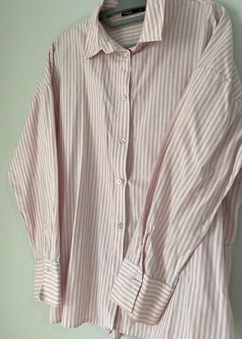 Pembe Çizgili Kadın Gömlek - Görsel 5