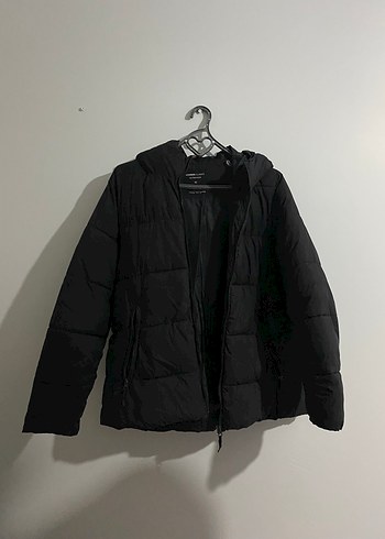 Siyah Kadın Kışlık Fermuarlı Mont - Görsel 2