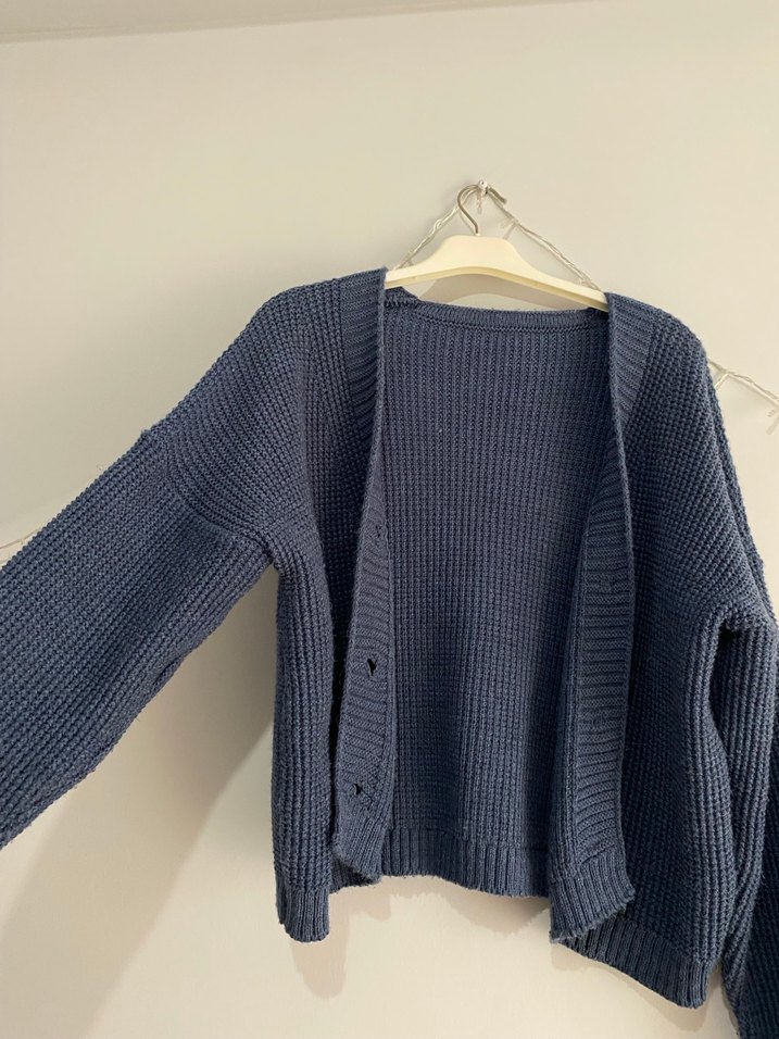 Mavi Triko Kadın Hırka - Görsel 2