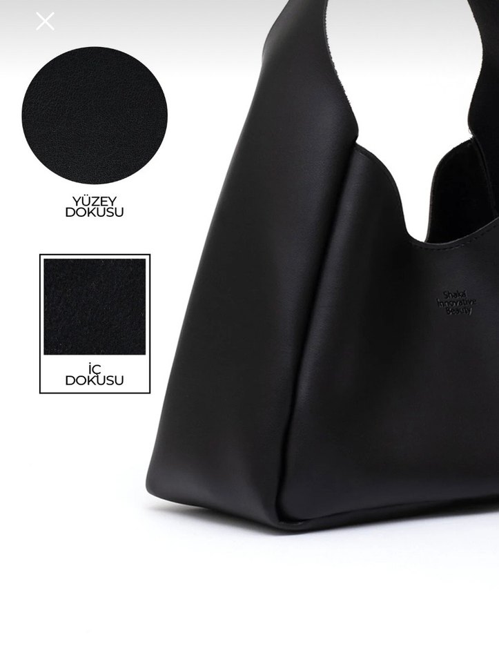 Parlak Siyah Minimalist Deri Kadın Çanta - Görsel 4