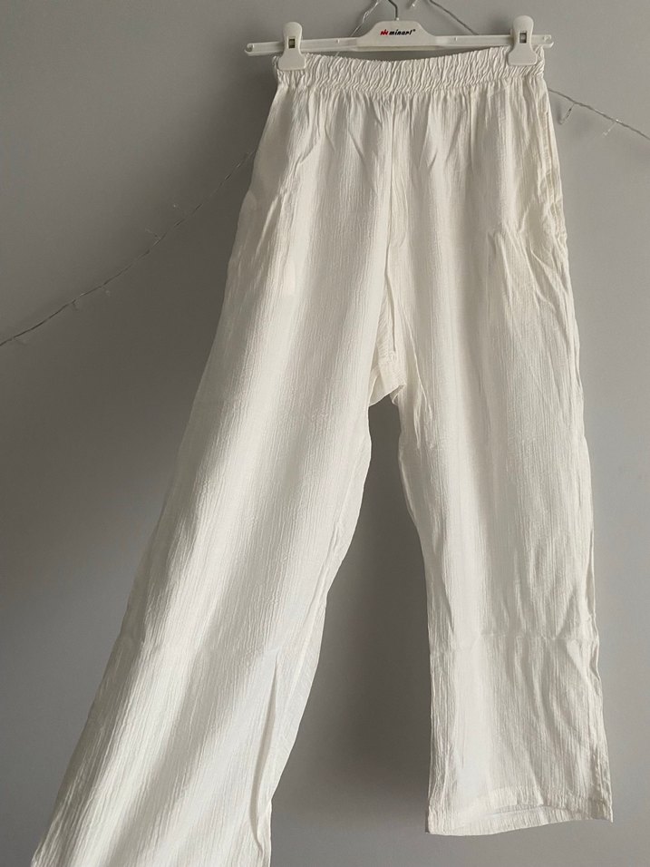 Kadın Beyaz Keten Bohem Kimono - Görsel 4