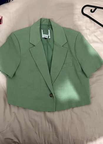 Yeşil Kısa Kollu Kadın Blazer Ceket - Görsel 2