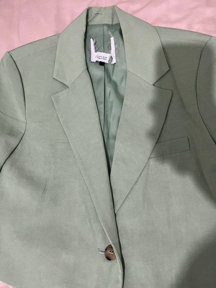 Yeşil Kısa Kollu Kadın Blazer Ceket - Görsel 3