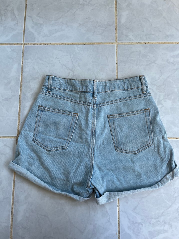Kadın Mavi Mini Denim Şort - Görsel 2