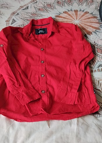 Kırmızı Keten Erkek çocuk gömlek erkek çocuk7 8 yaş - Görsel 3