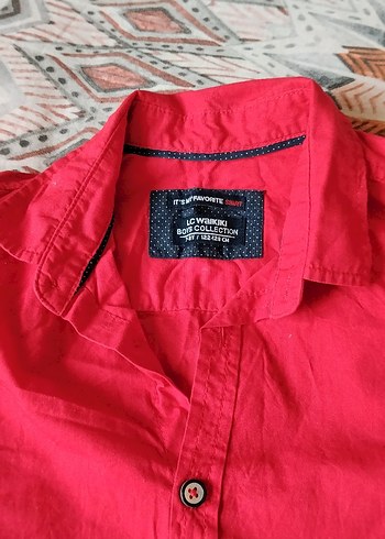 Kırmızı Keten Erkek çocuk gömlek erkek çocuk7 8 yaş - Görsel 2