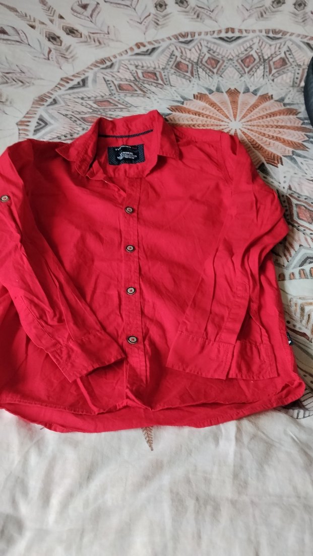 Kırmızı Keten Erkek çocuk gömlek erkek çocuk7 8 yaş - Görsel 3