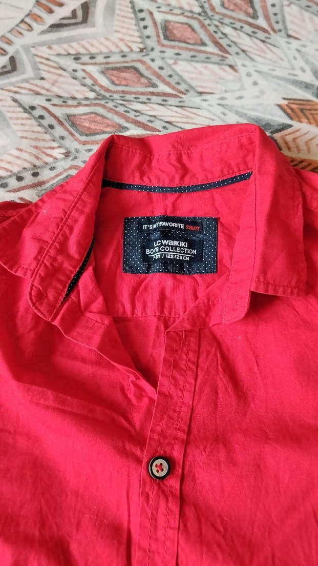 Kırmızı Keten Erkek çocuk gömlek erkek çocuk7 8 yaş - Görsel 2