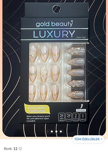 Altın Renkli Kendinden Yapışkanlı Tırnak Süsü - Görsel 3