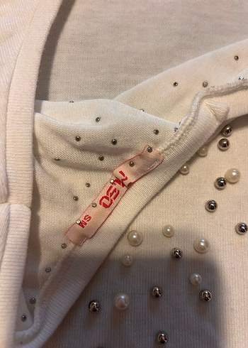 Beyaz V Yaka Uzun Kollu İnci Detaylı Kadın Bluz - Görsel 4