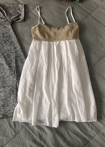 Beyaz Bohem Midi Mini elbise - Görsel 5