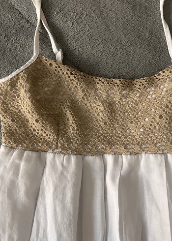 Beyaz Bohem Midi Mini elbise - Görsel 6