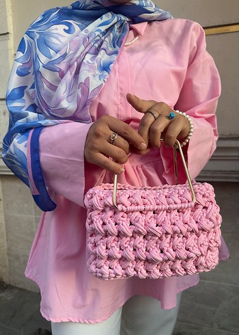 Pembe Örgü Kadın Çanta