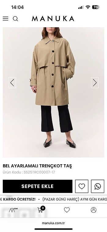 m Beden Manuka trençkot