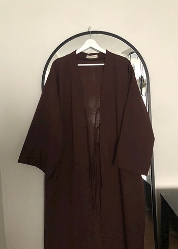 Uzun Kahverengi abaya kimono - Görsel 3