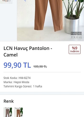 Taba renk kumaş pantolon 