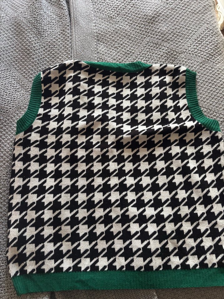 V Yaka Desenli Triko Kadın Süveter - Görsel 3