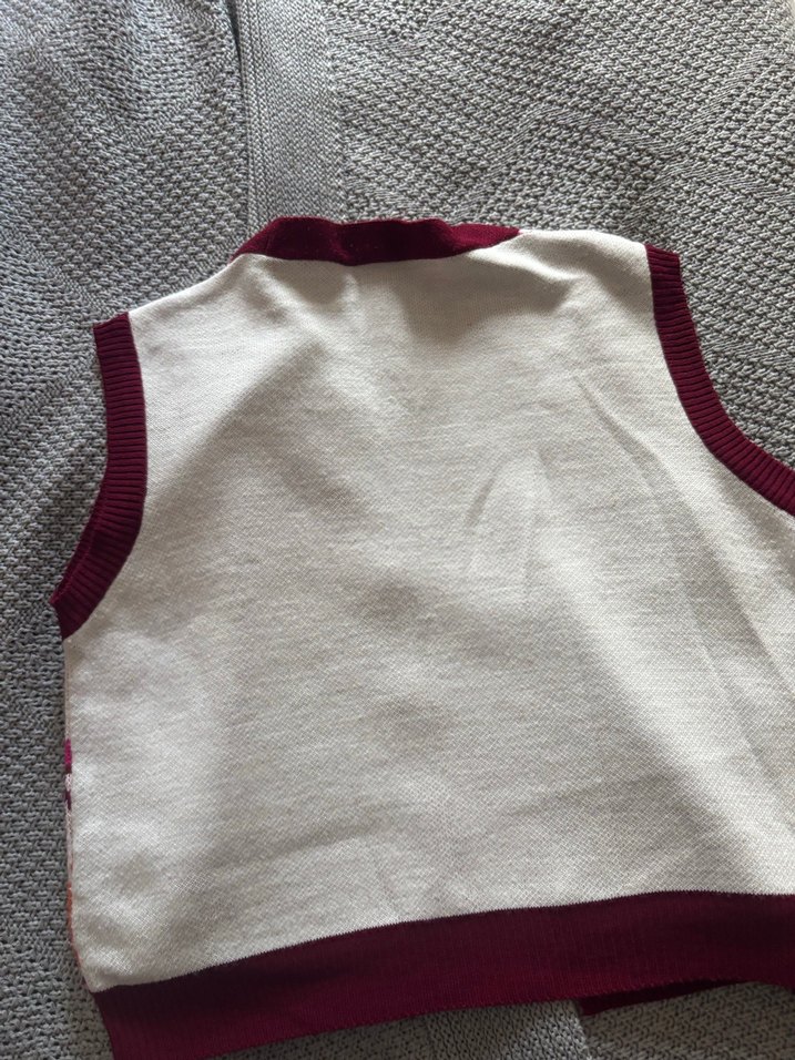 Desenli Bohem Bordo Kadın Triko Süveter - Görsel 4