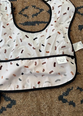 Baskılı Bebek Önlüğü Seti, Beyaz ve Koyu Renk - Görsel 3