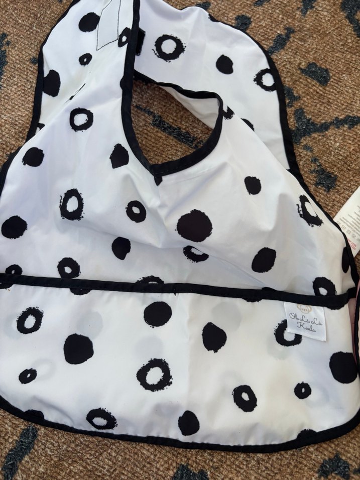 Baskılı Bebek Önlüğü Seti, Beyaz ve Koyu Renk - Görsel 2