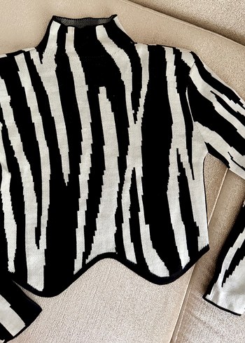 Diğer Zebra Desenli Kadın Uzun Kollu Triko